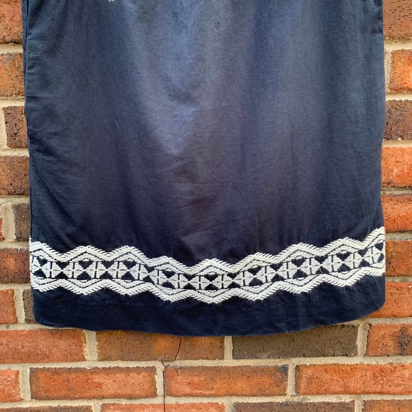 Madewell Embroidered Stitchtake Linen Sleeveless Keyhole Mini Dress Navy Blue S - Picture 5 of 12